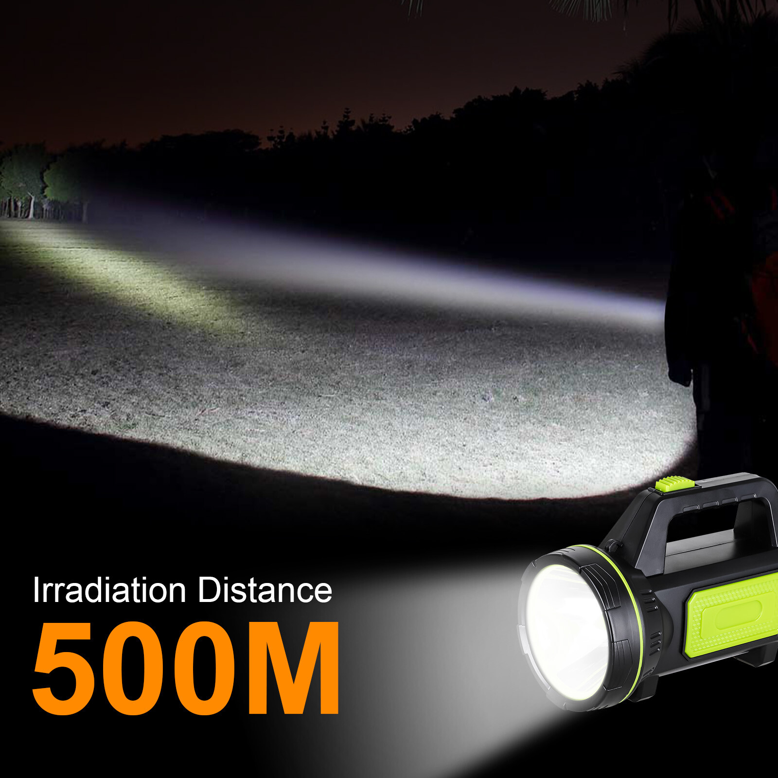 Rechargeable LED Spotlight Flashlight Outdoor Handheld Spot Lights Waterproof
