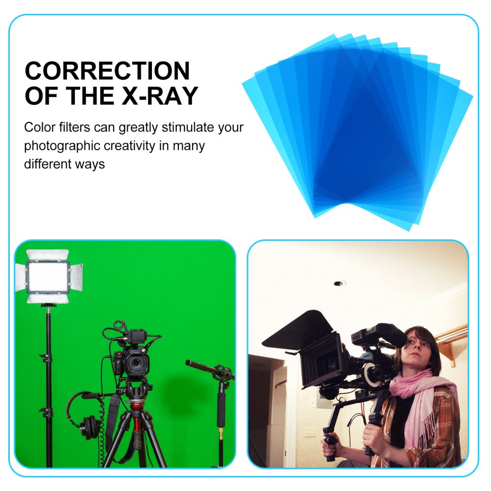 10Pcs Gel Light Filter Transparent Color Film Sheets for Photo Studio LED Light
