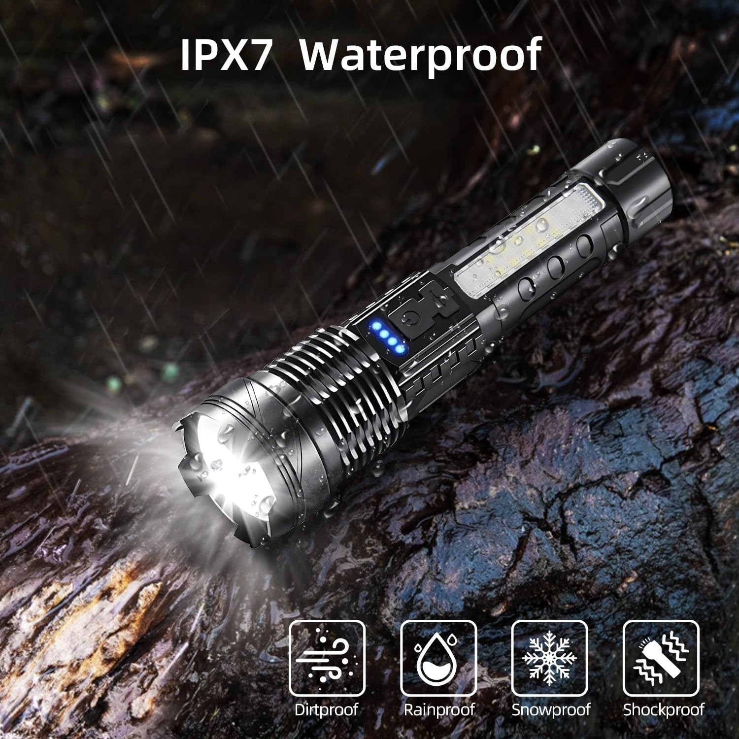 2 Pack LED Rechargeable Flashlights, 90,000 High Lumens Super Bright Flash Li…