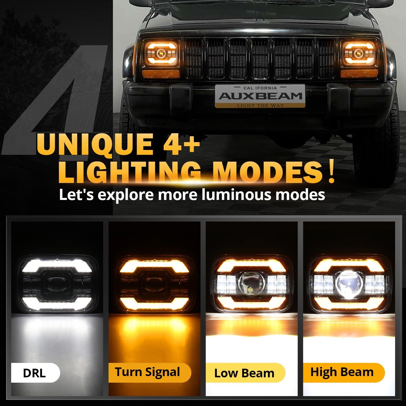 Auxbeam 4In 90W Amber Round Led Offroad Lights 2PCS 12000LM Bright 5×7 In Hea…