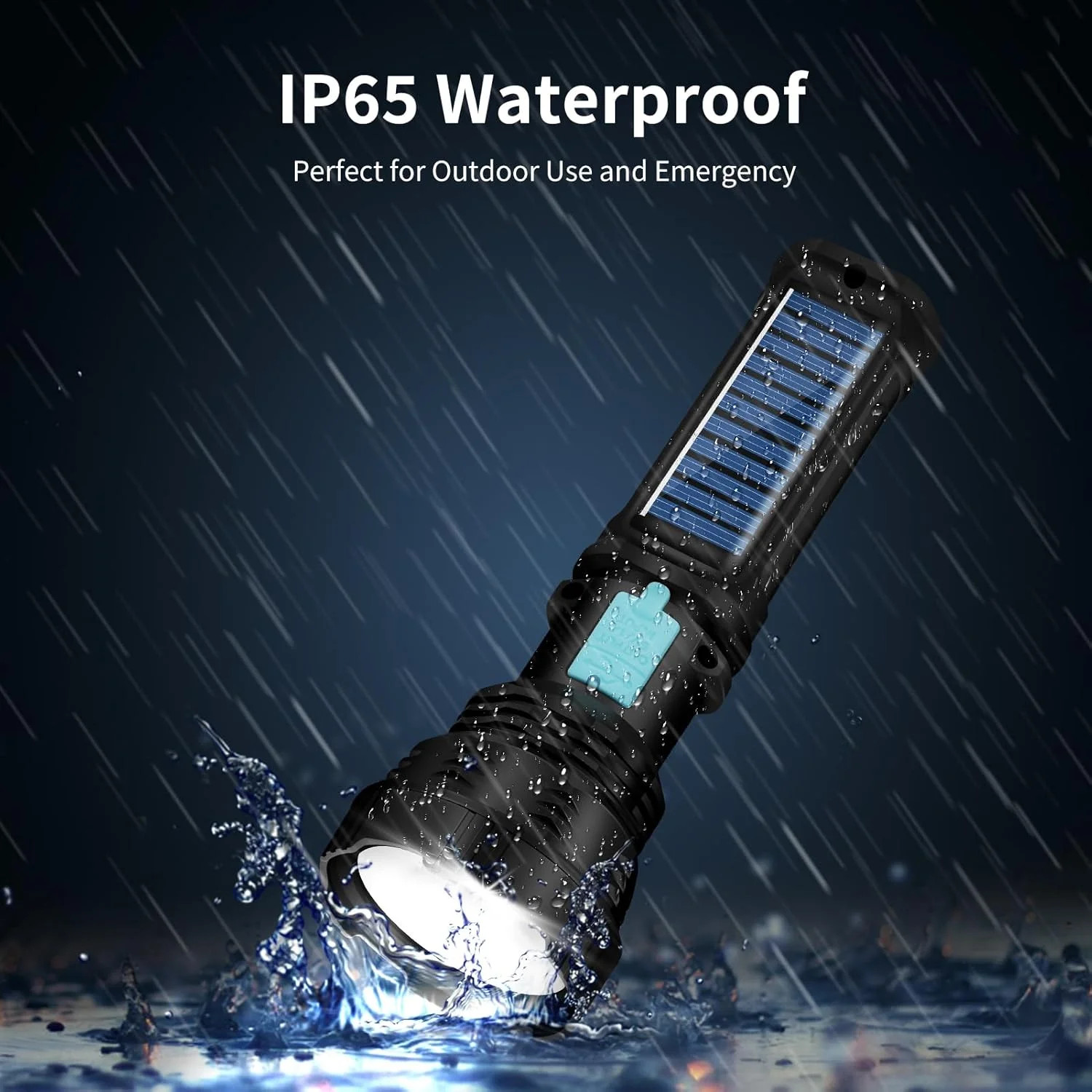 2x Led Solar Flashlight, 1500 Lumens Led Solar Handheld Rechargeable Flashlights