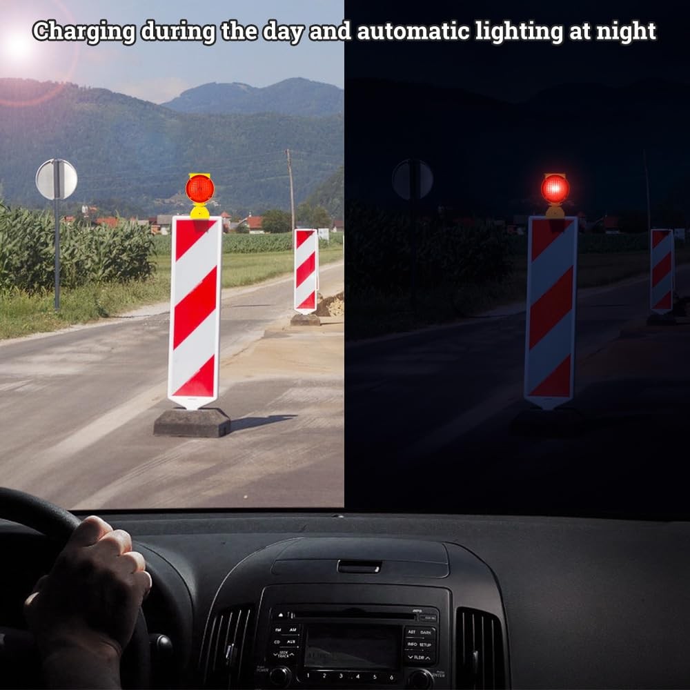 Solar Industrial Warning Lights,Wireless Waterproof Rechargeable Safety Barri…