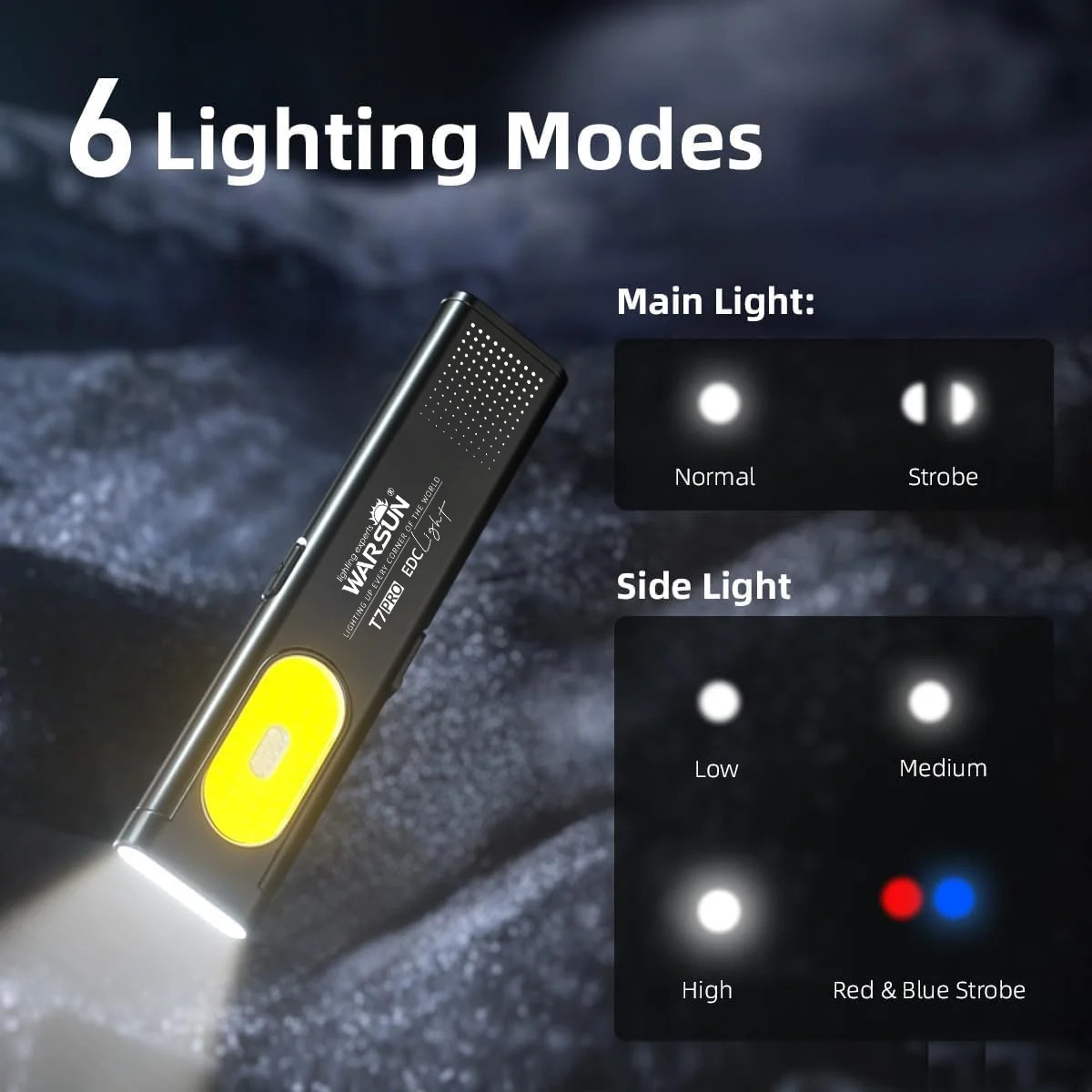 600LM MINI WARSUN LED KEYCHAIN FLASHLIGHT USB C RECHARGEABLE TORCH POCKET SIZED