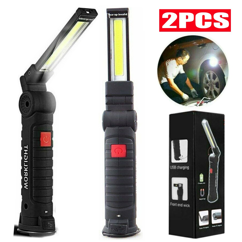 Rechargeable COB LED Slim Work Light Bright Flashlight Magnetic Inspection Lamp