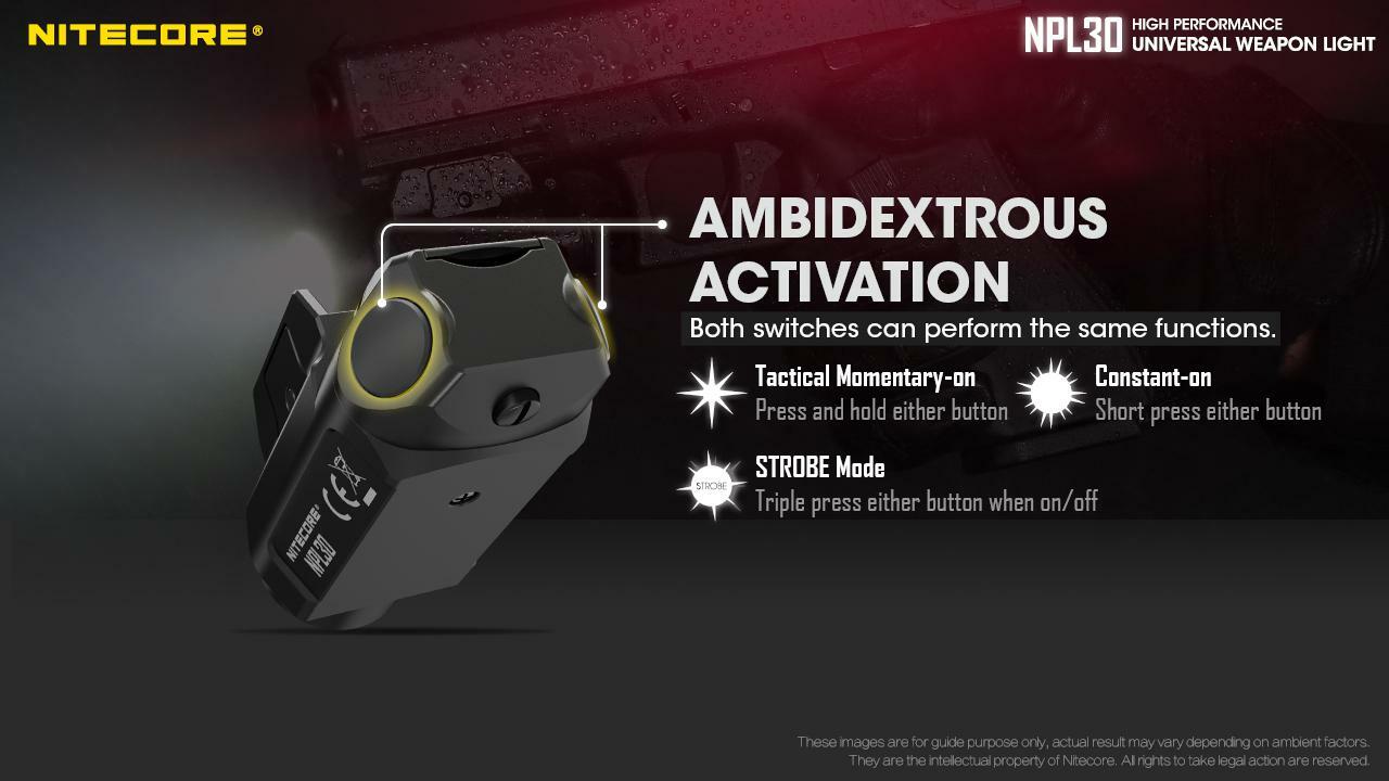 Nitecore NPL30 High Performance Universal Weapon Light -1200 Lumens w/ 2x CR123A
