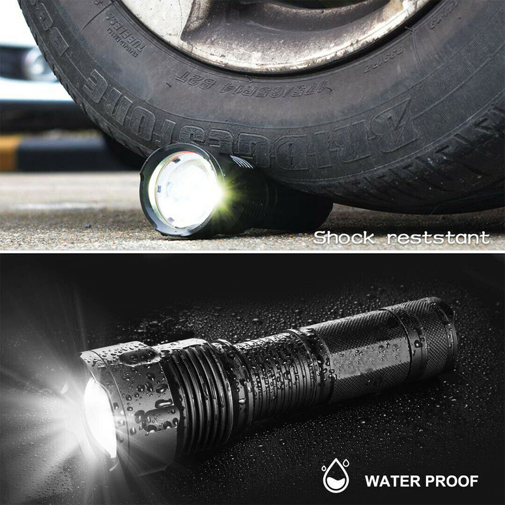 990000LM Adjustable Focus LED Flashlight Torch Light 26650 Zoom 3 Modes Lights