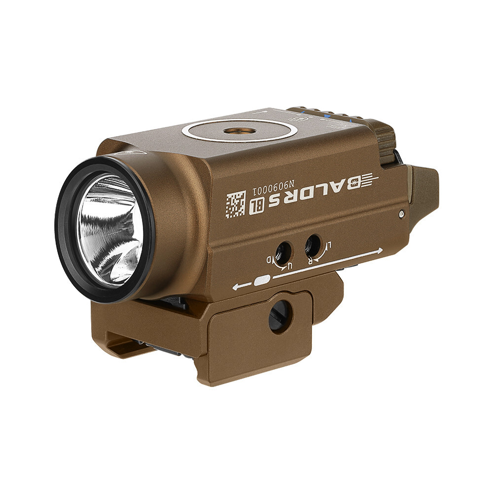 Olight Baldr S BL Desert Tan 800 Lumens Rail Mounted Weapon Light, w/Blue Laser