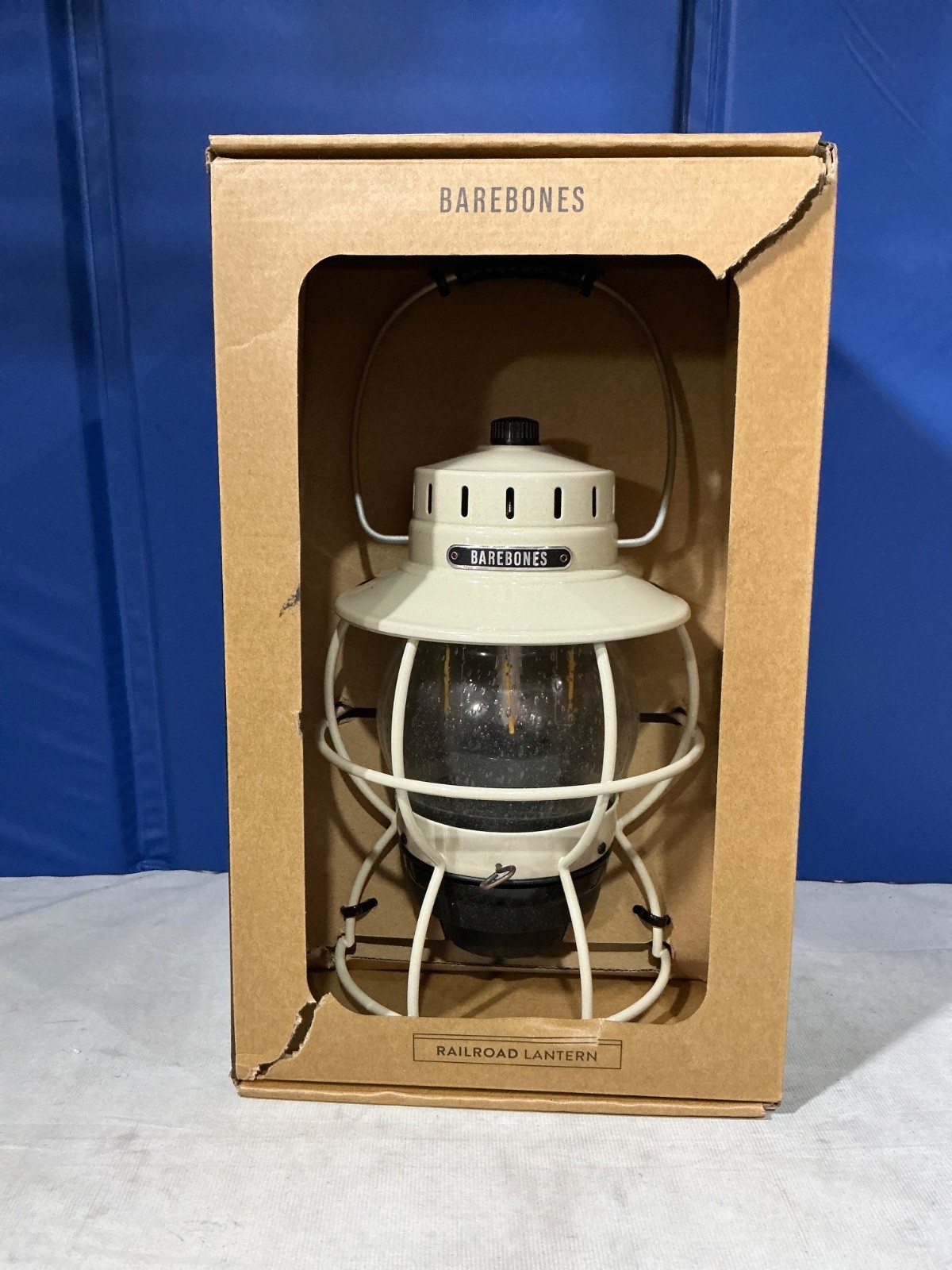 +Barebones Living Railroad Lantern LED Edison-Style Bulb White Metal