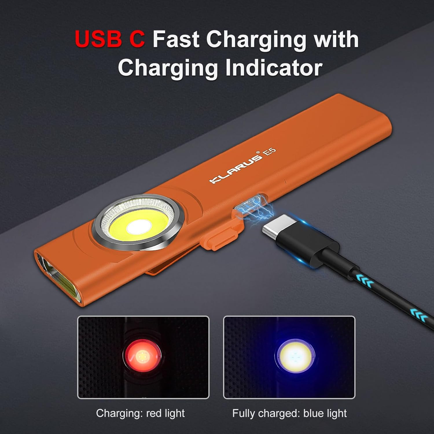 E5 2Pcs Pocket Flashlight, Rechargeable EDC Flashlight, Super Slim 4.2X1X0.3Inch