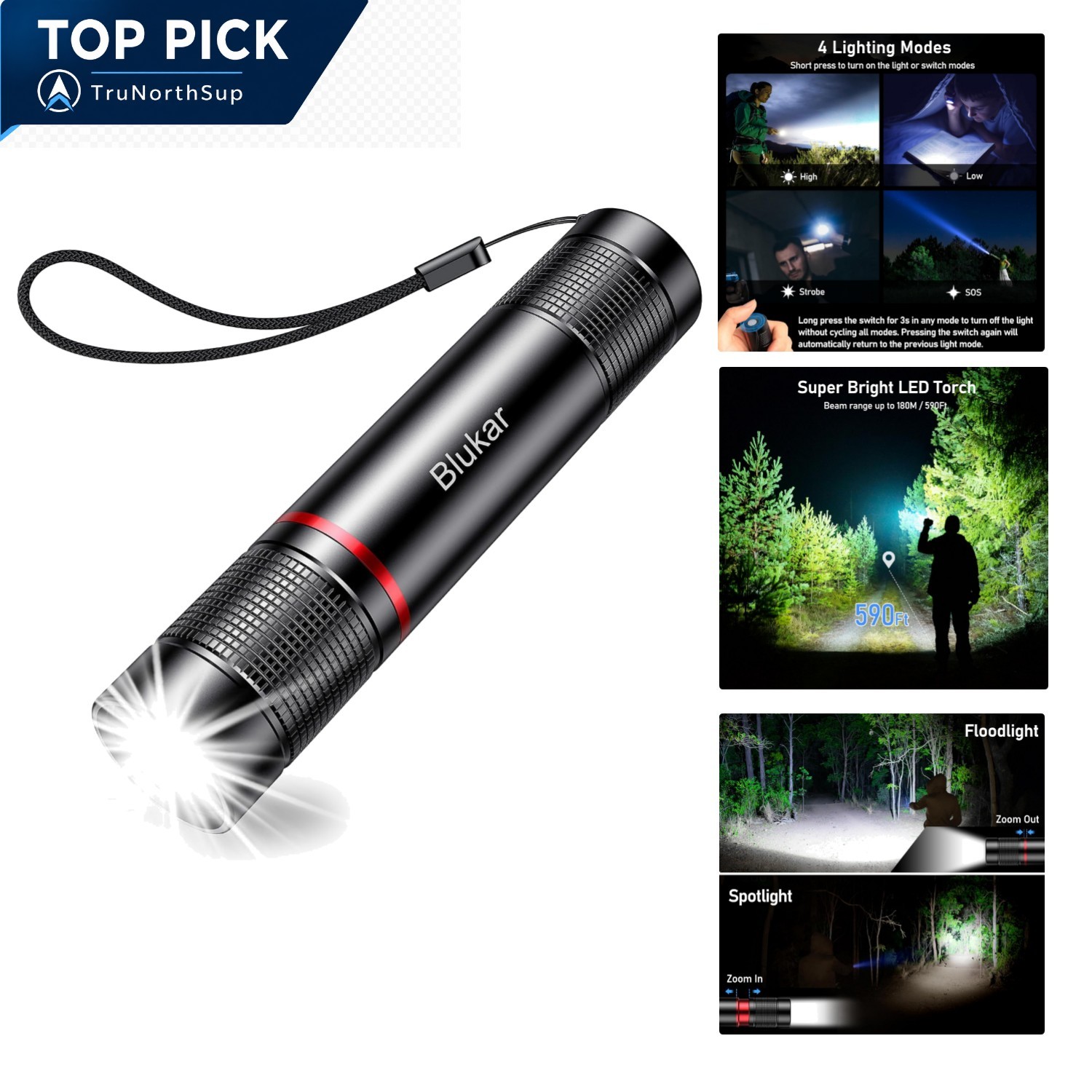 Rechargeable LED Flashlight 2000 Lumens Zoomable Waterproof Camping Emergency