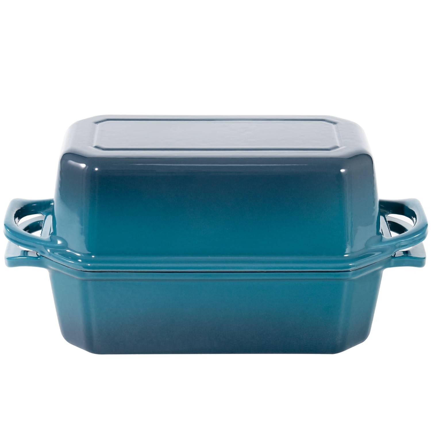 Flavehc Bread Pan Cast Iron Loaf with Lid 8.5×4.5 Inch, DarkCyan