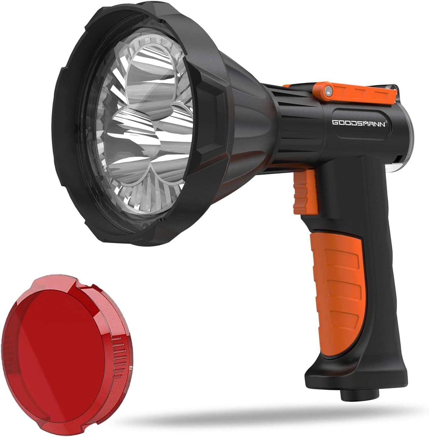 Rechargeable Spotlight Outdoor Handheld with Red Lens 4000 Lumen