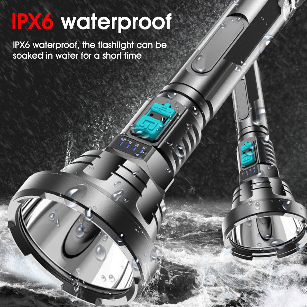 USB Rechargeable LED Flashlight Waterproof IPX6 Tactical Torch 3 Modes Outdoor