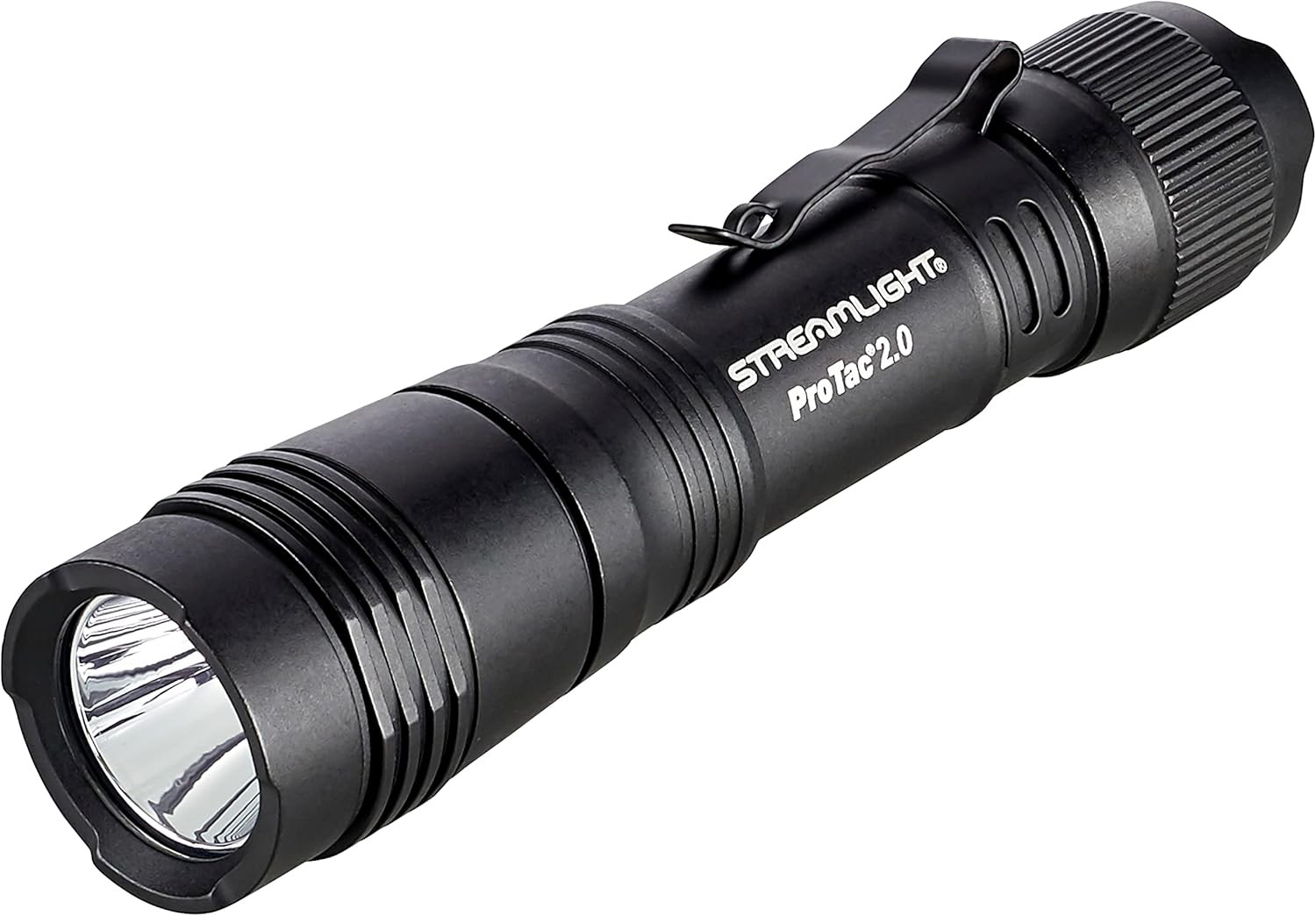 Rechargeable Tactical LED Flashlight with USB C Cable, and Holster, Box, Black