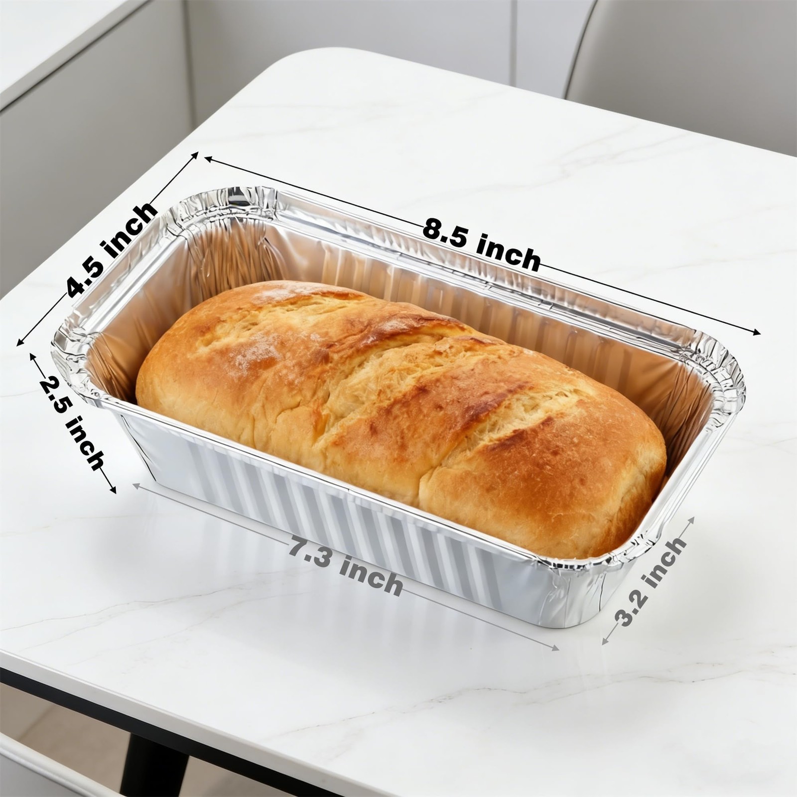 Findful 50 Pack Loaf Pans,2 LB Disposable Aluminum 8.5″ X 4.5″ X 2.5″, Silver