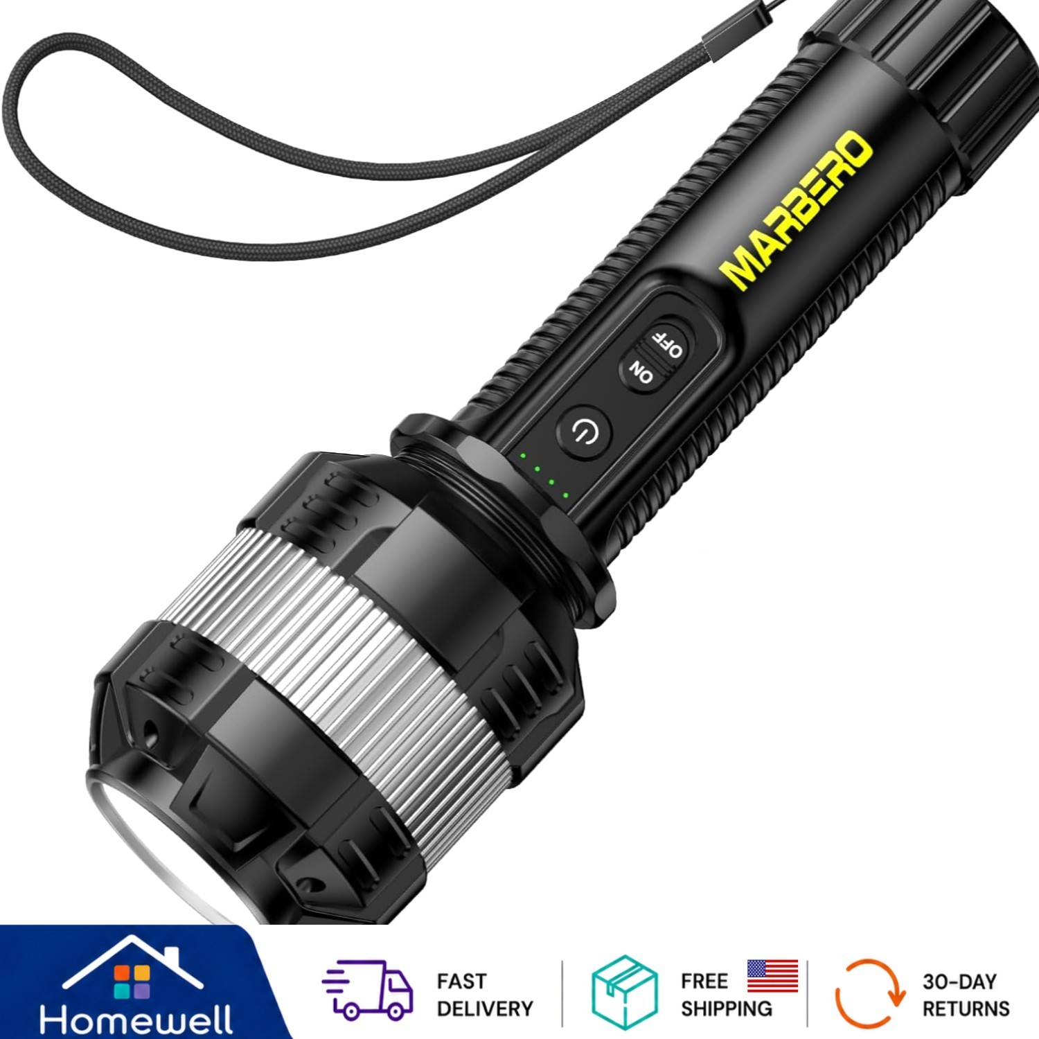 Compact 4000mAh LED Flashlight – Super Bright, Waterproof & Lightweight Design