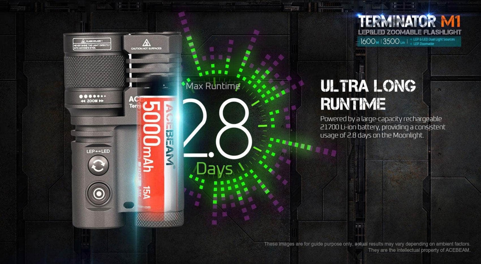 Acebeam Terminator M1 Dual Head LEP Flashlight