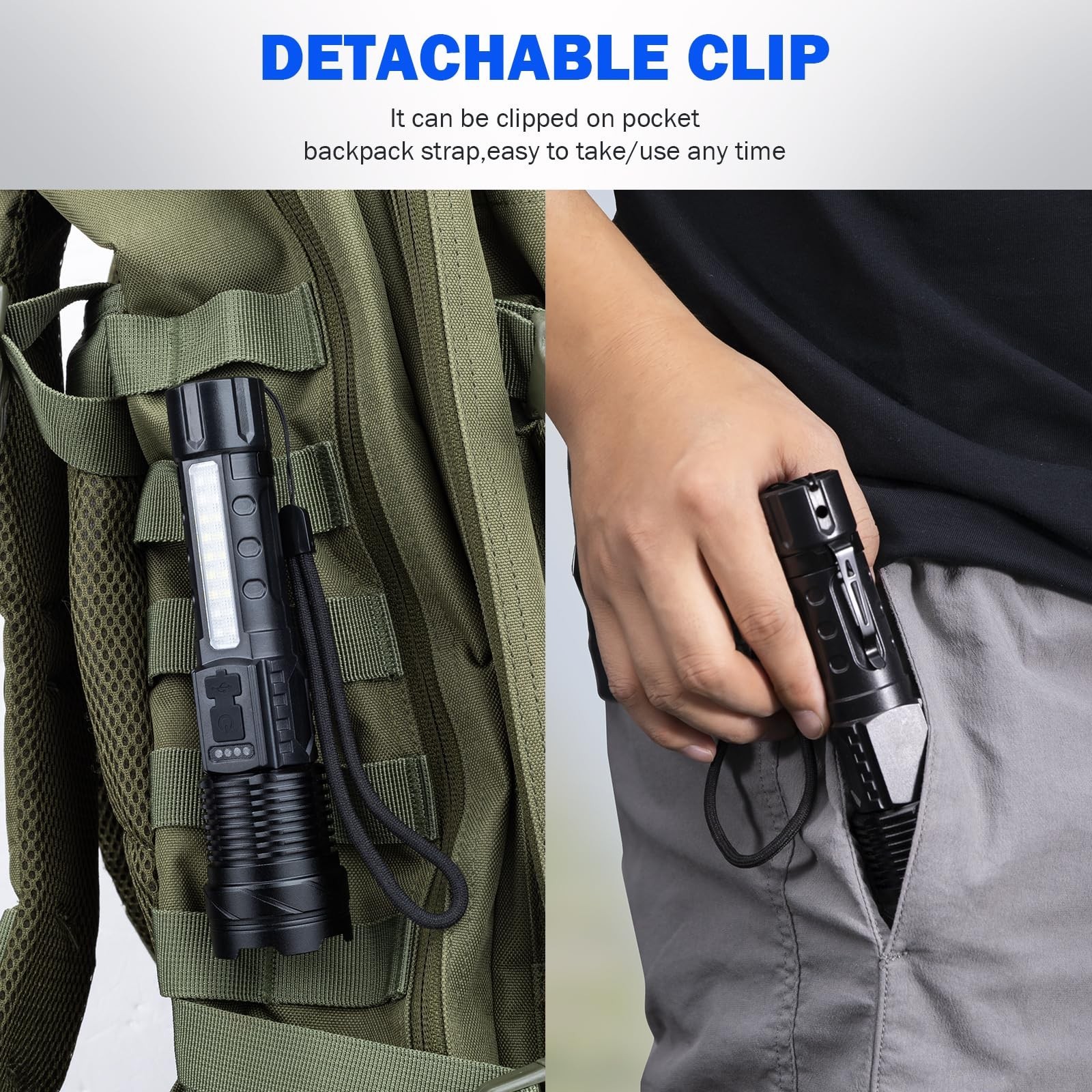 High Lumens Rechargeable Flashlights 2 Pack, 90000 Lumen LED, 7 Modes, Waterproo