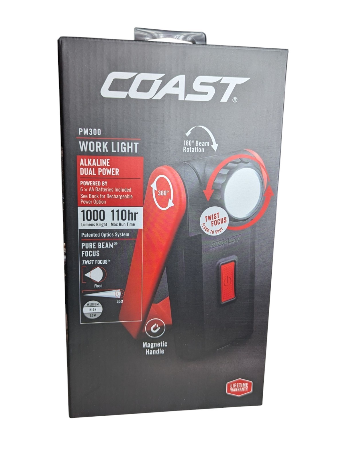 Coast PM300 Pure Beam Focus 1000 Lumen Magnetic Rotating IP54 Work Light NEW