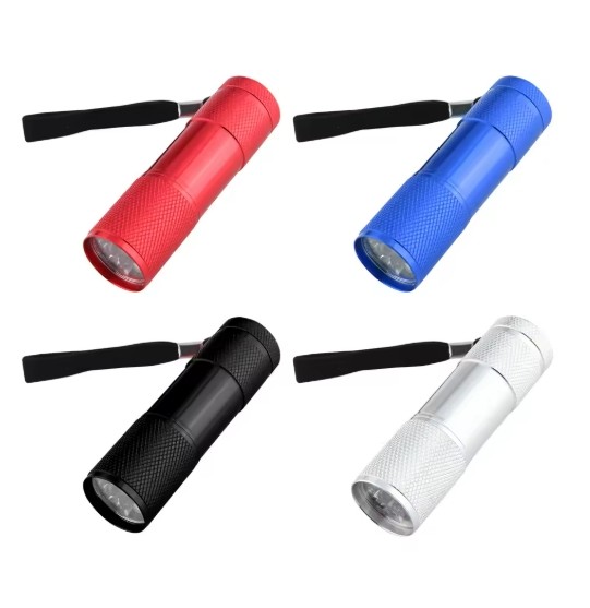 9 LED White Light Flashlight Aluminium Mini Torch Outdoor Portable Travel Lamp