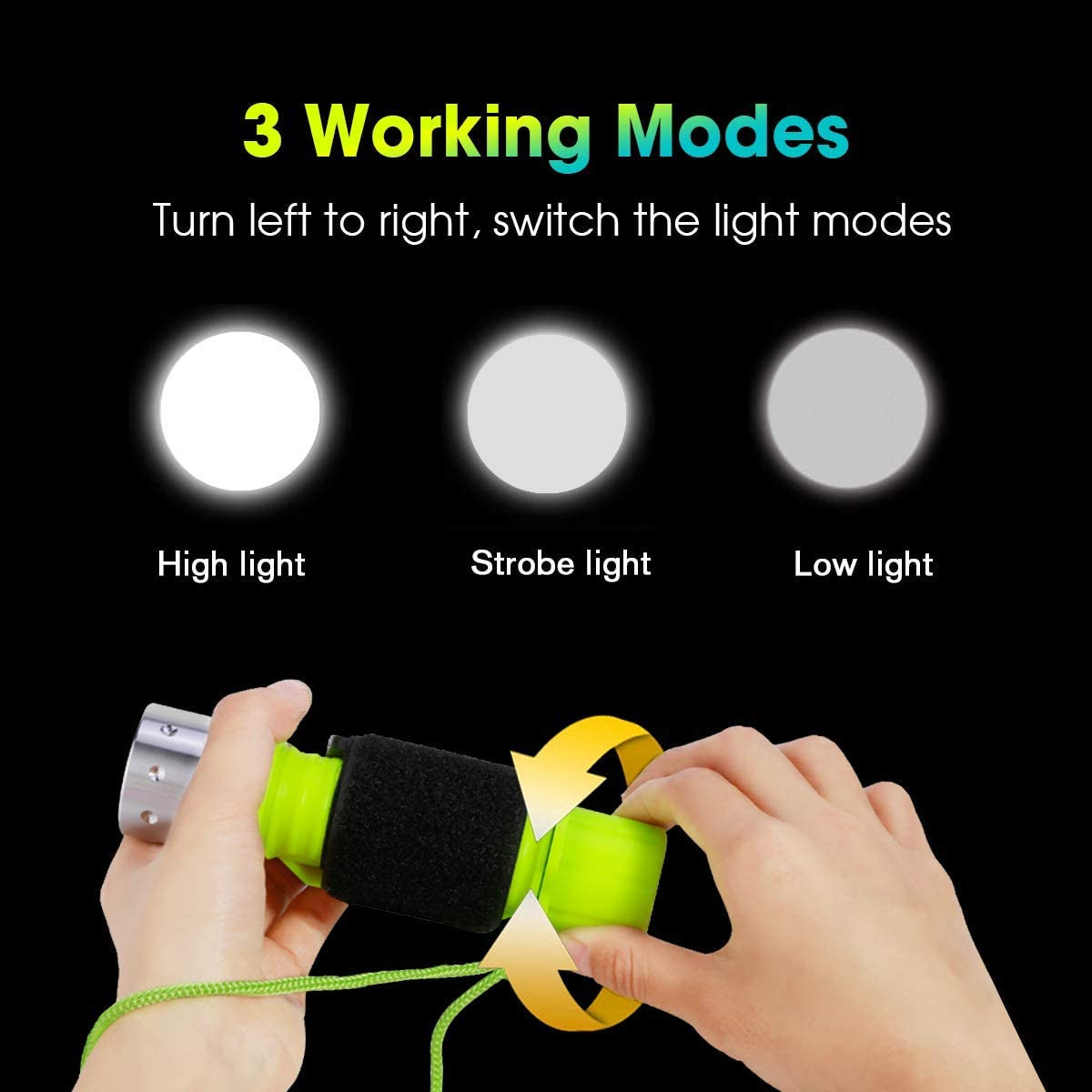 Professional 1100 Lumen Diving Flashlight Bright Submarine Light Scuba Safety Li