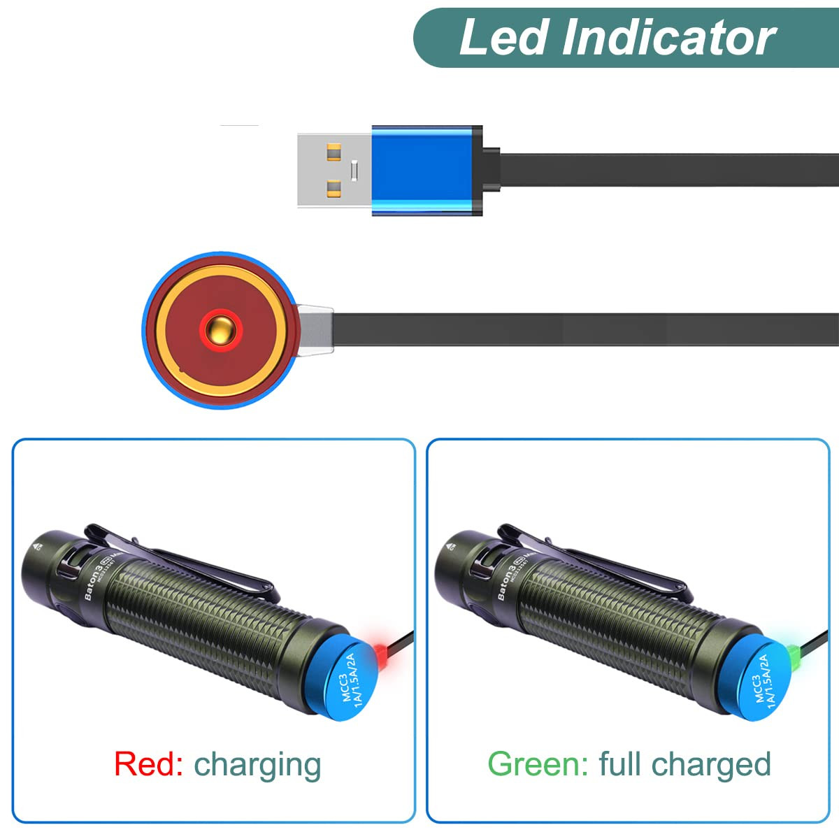 MCC 3 Charger for Olight Odin/Odin Mini/Pl-Pro/Baton3/Warrior Mini2/Perun 2/Seek
