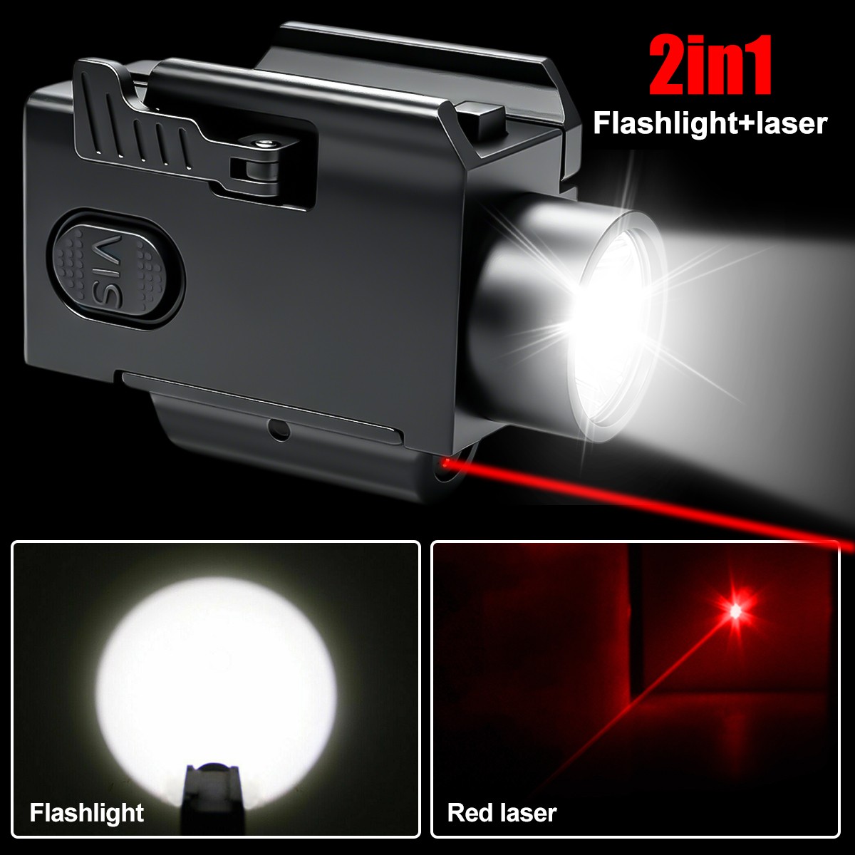 Mini LED Flashlight Light & Blue/Green/Red Laser Sight Combo USB Type-C Charging
