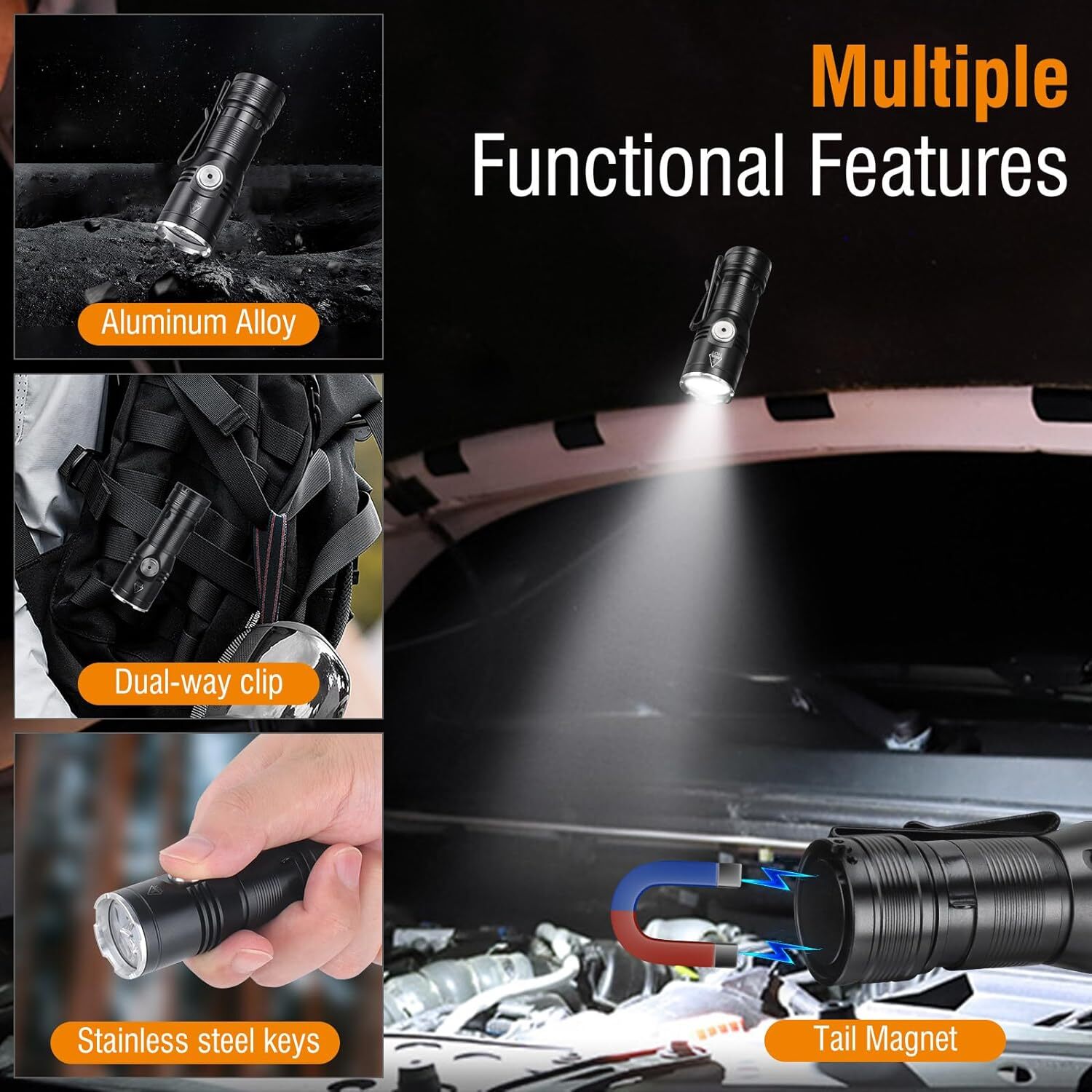 4 x Super Bright LED Torch Tactical Flashlight Camping Outdoor Lamp Rechargeable