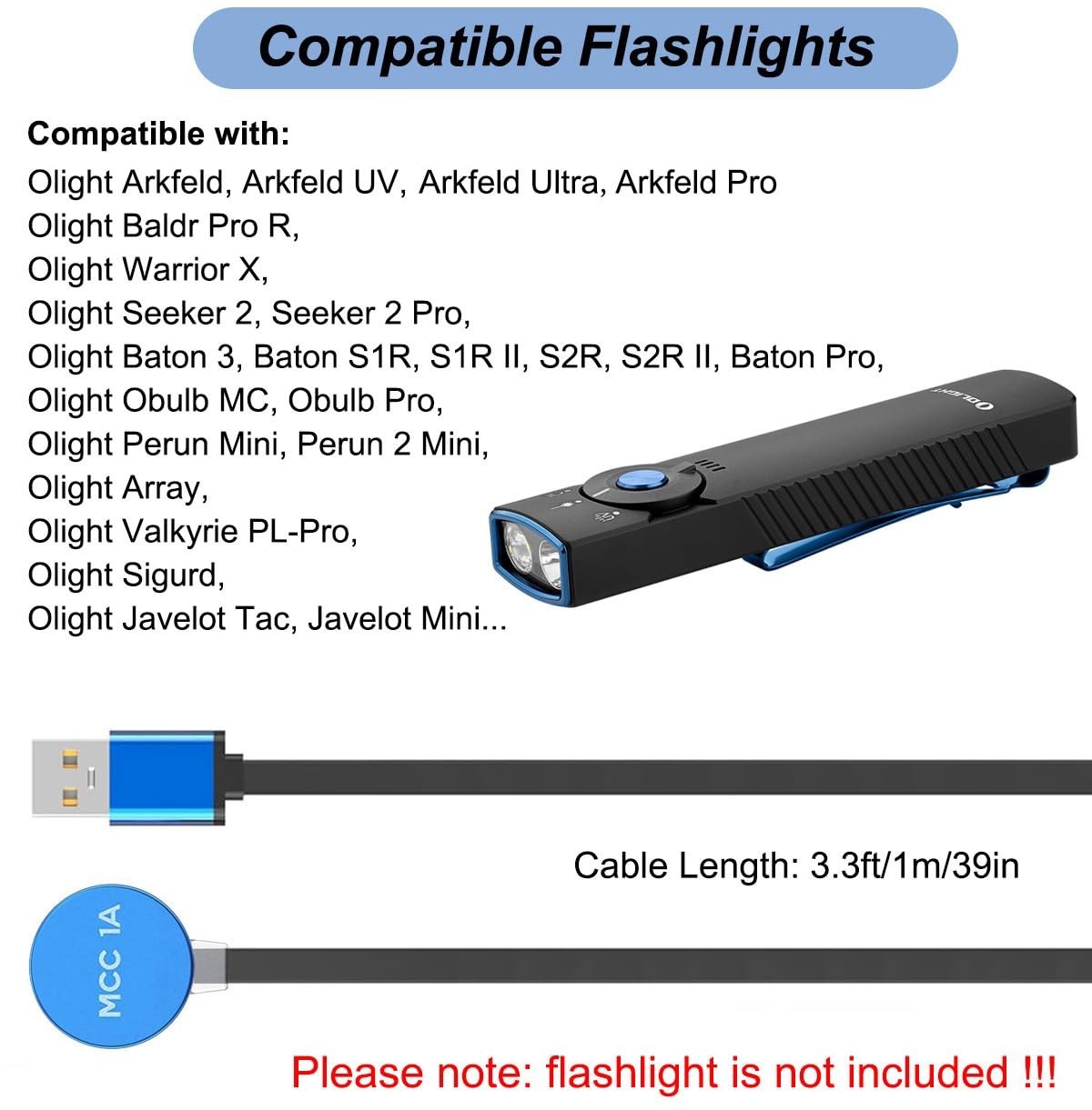Charger for Olight Arkfeld Ultra, Baldr Pro R, Warrior X, Seeker 2, Obulb, Perun
