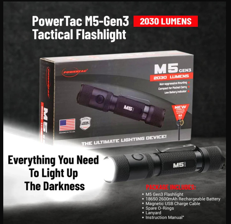 M5 Gen3 – 2,030 Lumen EDC High Power Flashlight