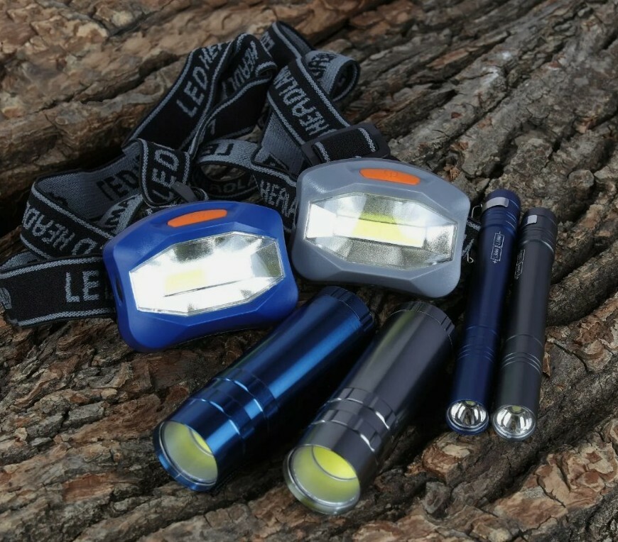 6pc Ozark trail LED flashlight, headlamp & pen light – up to 45 lumens