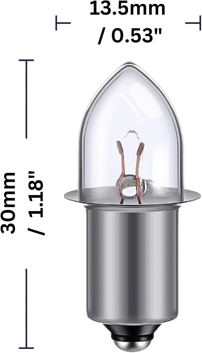 Replacement 2D 2.4 Volt, 0.7A Bayonet Base P13.5 Krypton Flashlight Bulbs, Pa…