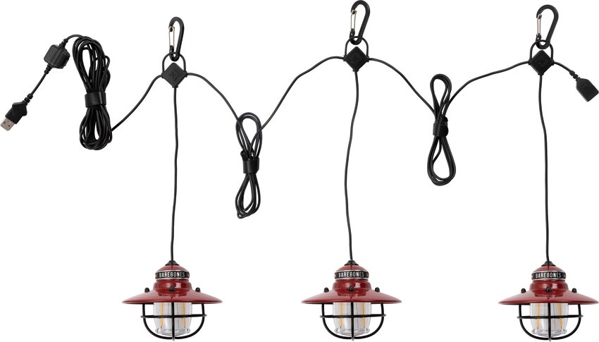 Barebones Living Edison String Lights Red Powder-Coated Steel Construction 267