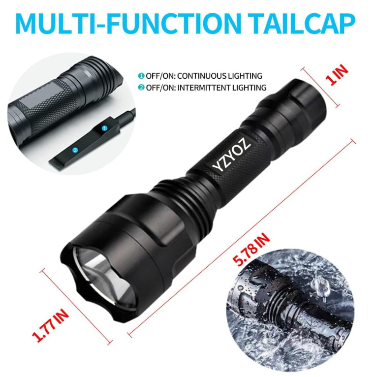 Rechargeable Green Light Tactical Flashlight，500 Yards Green LED Light kit, Univ