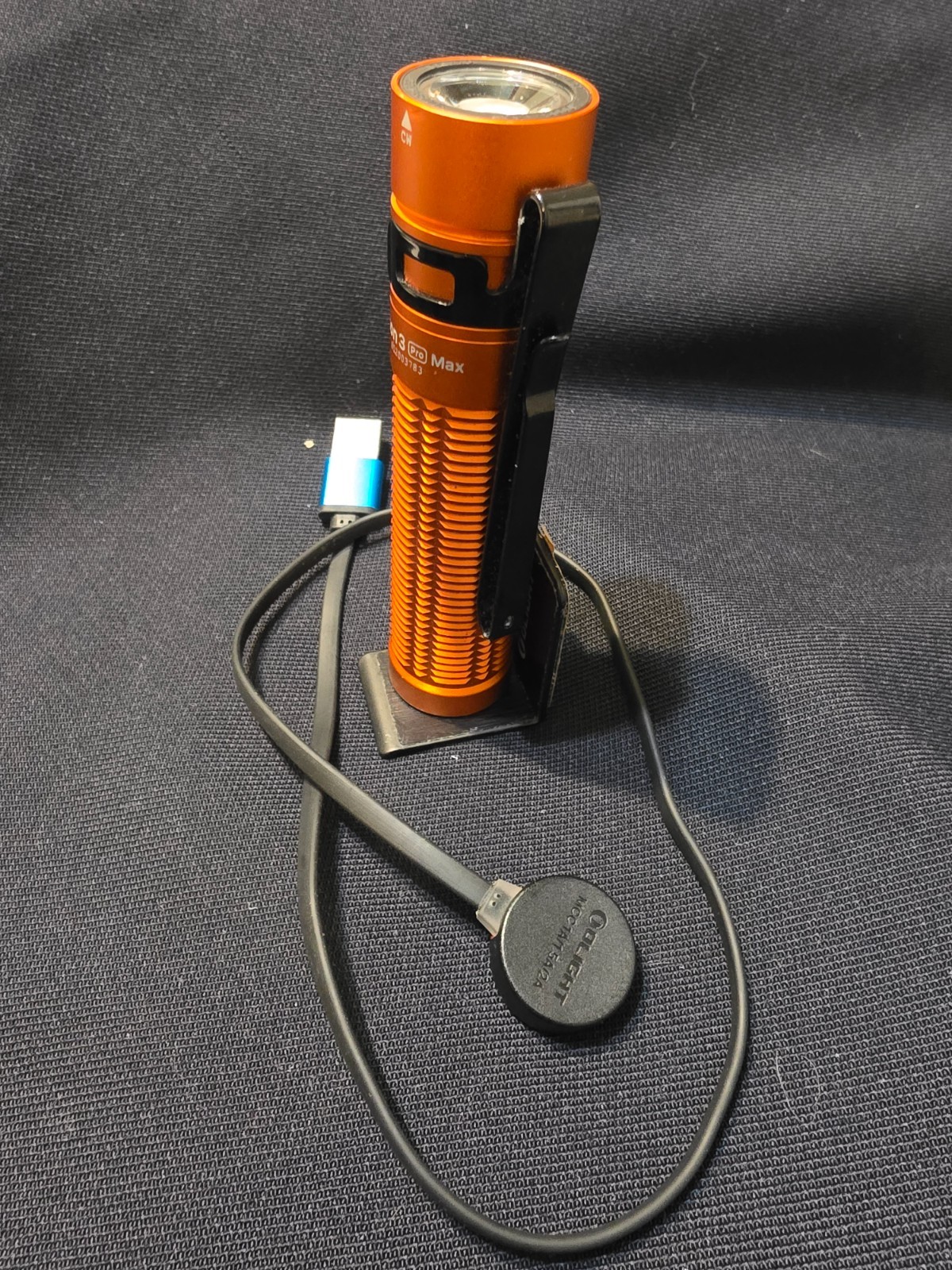 Olight Baton 3 Pro Max Orange Rechargeable LED Flashlight w/ MCC Charger Stand