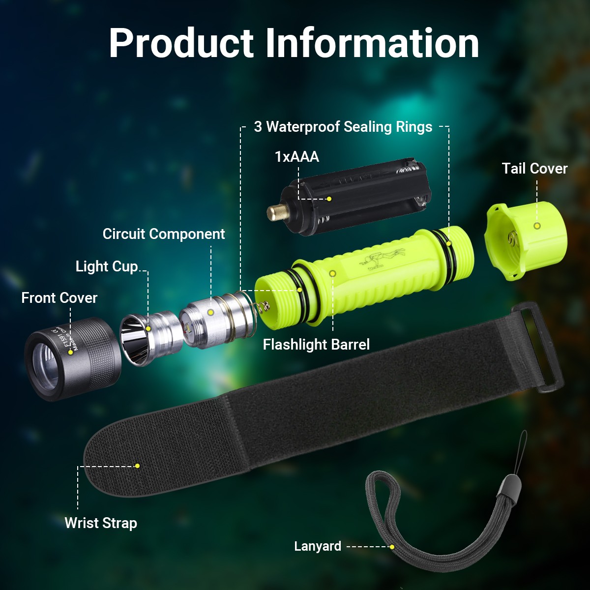 2x Underwater 80ft Scuba Diving Flashlight Waterproof Dive Torch Snorkeling Lamp