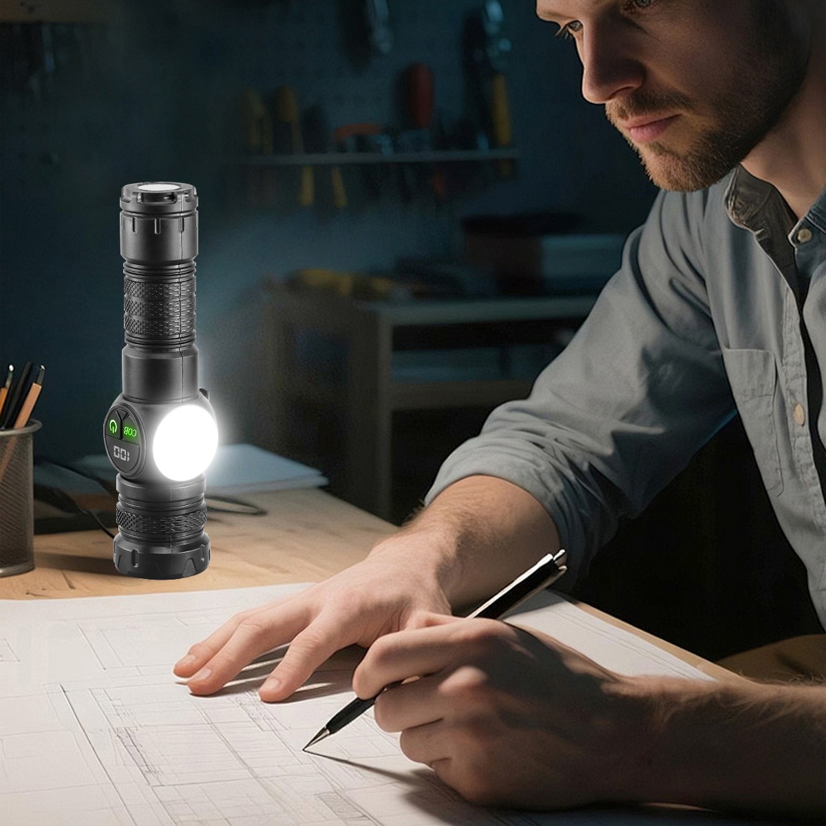 2x Super Bright LED Flashlight Rechargeable Tactical Flashlights LED Work Lights