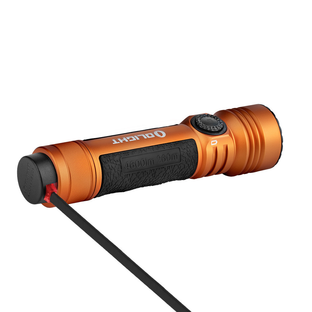 Olight Seeker 4 Pro Orange Flashlight, Versatile Holster, 4600L, Cool White