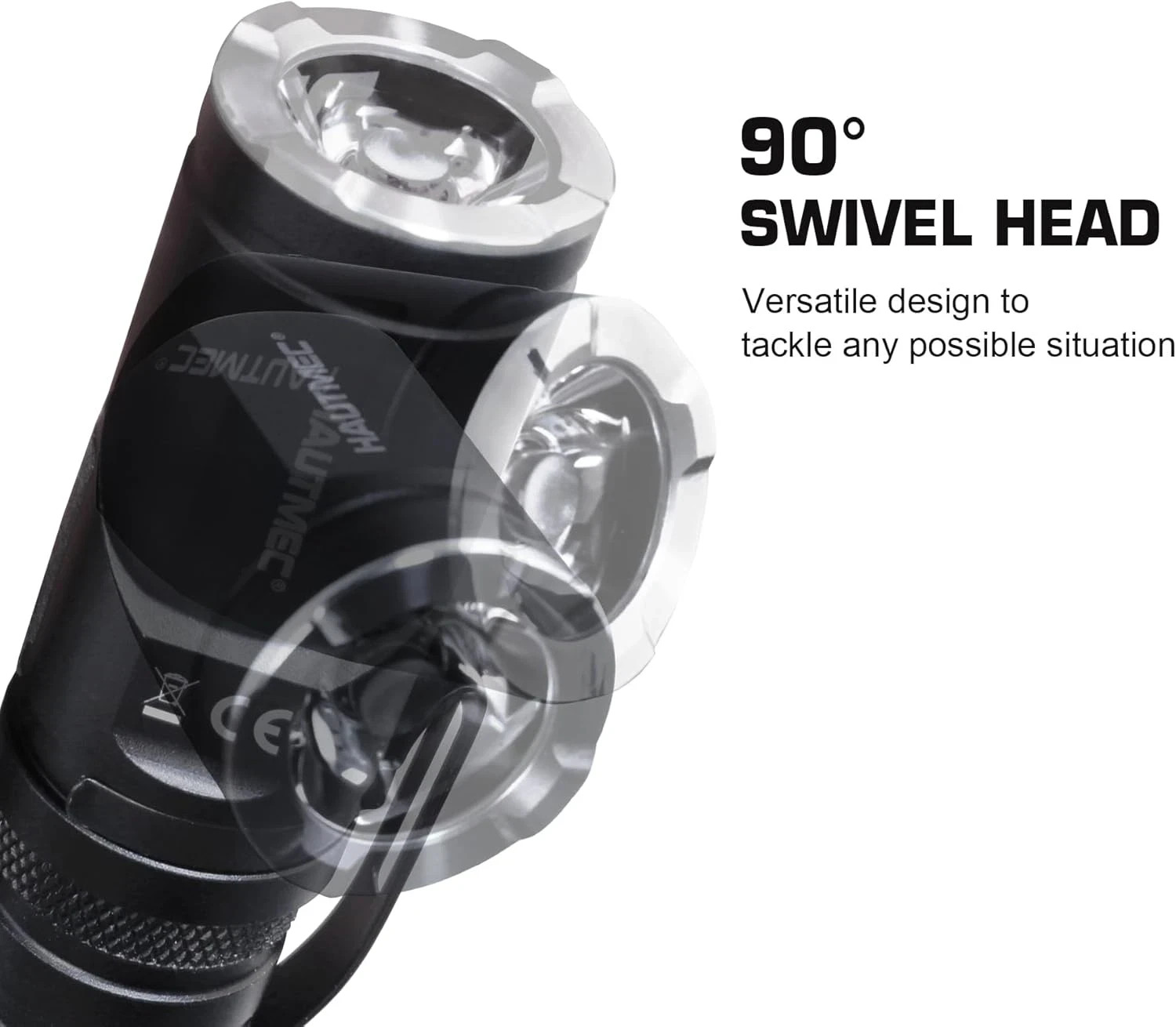 1400 Lumen Rechargeable Flashlights LED EDC Flashlight with 90 Degree Flashlight