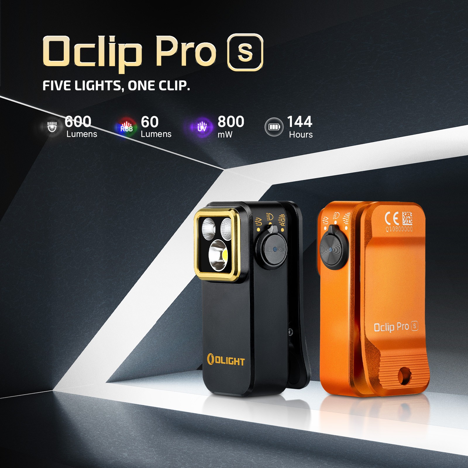 Olight Oclip Pro S Orange Multifunctional Clip Light & Oclip Headlamp Strap