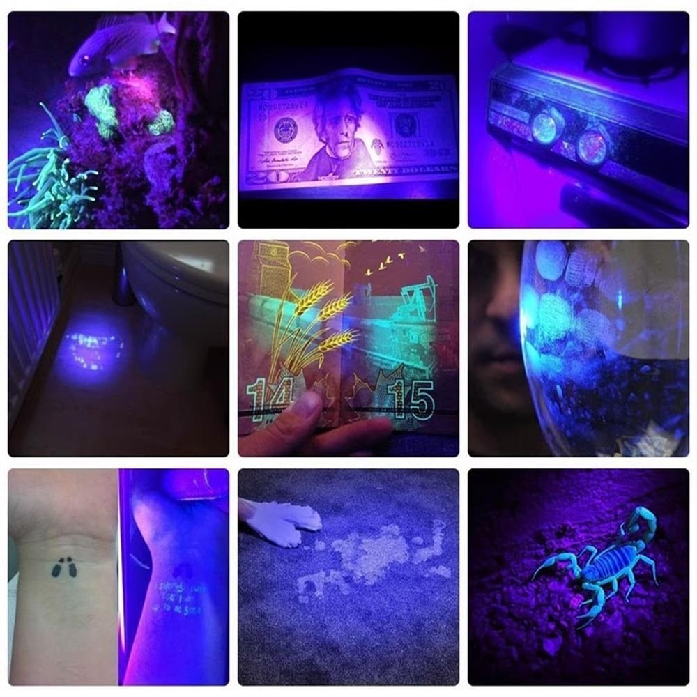 High Powerful LED Flashlight Blacklight 365Nm UV Light Ultraviolet Inspect Lamp