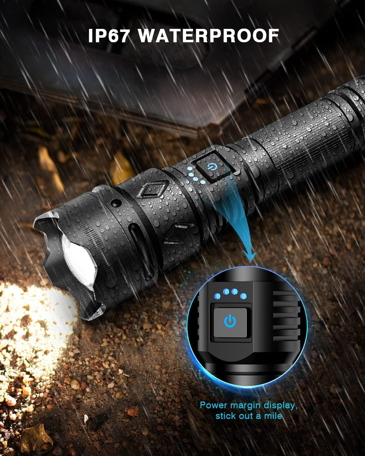 Super Bright Rechargeable Flashlights 2500000 High Lumens,Waterproof Tactical
