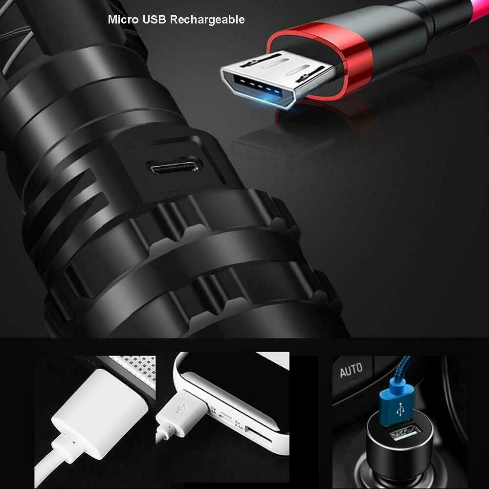2Pack Super-Bright Flashlight LED Tactical Torch LED Rechargeble Battery 99000LM