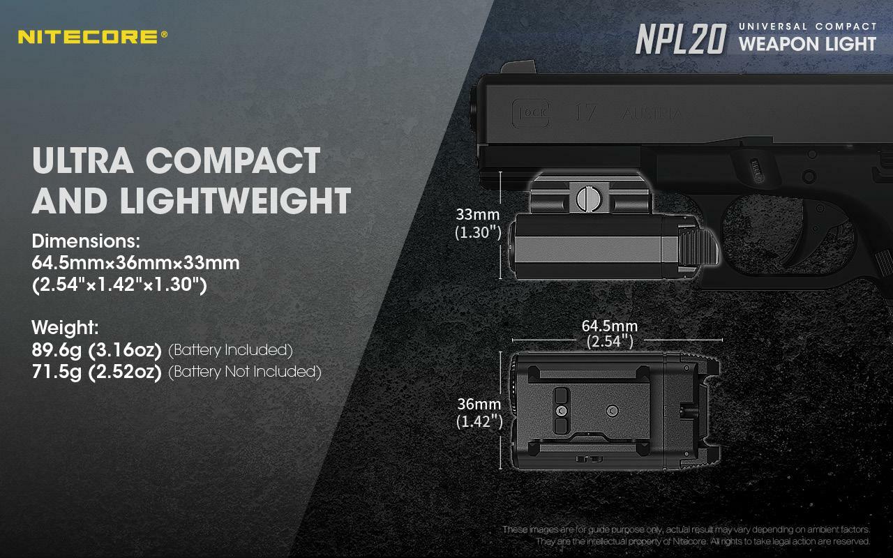 Nitecore Weapon Light NPL20 – 460 Lumen w/NL166 Rechargeable Battery
