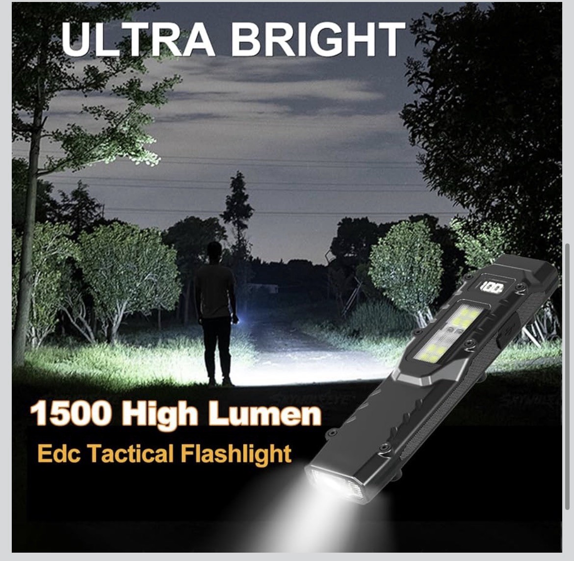 EDC Tactical Flashlight DT007, Compact 7 Mode Pocket LED Flashlight – 1500LM