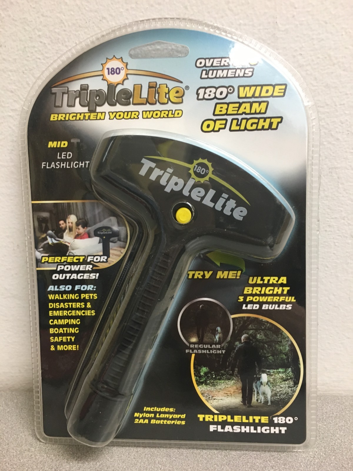 TripleLite180 Degree Mini 300 lm Black LED Flashlight AA Battery TL300-PMB-01