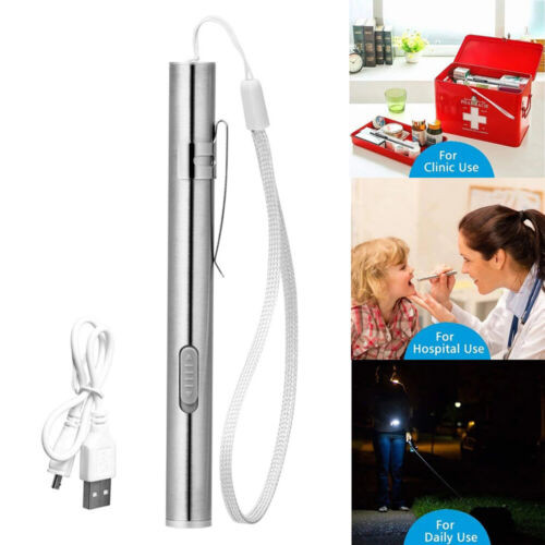Mini LED USB Rechargeable Tactical Flashlight Stainless Steel Torch Pen Light YK