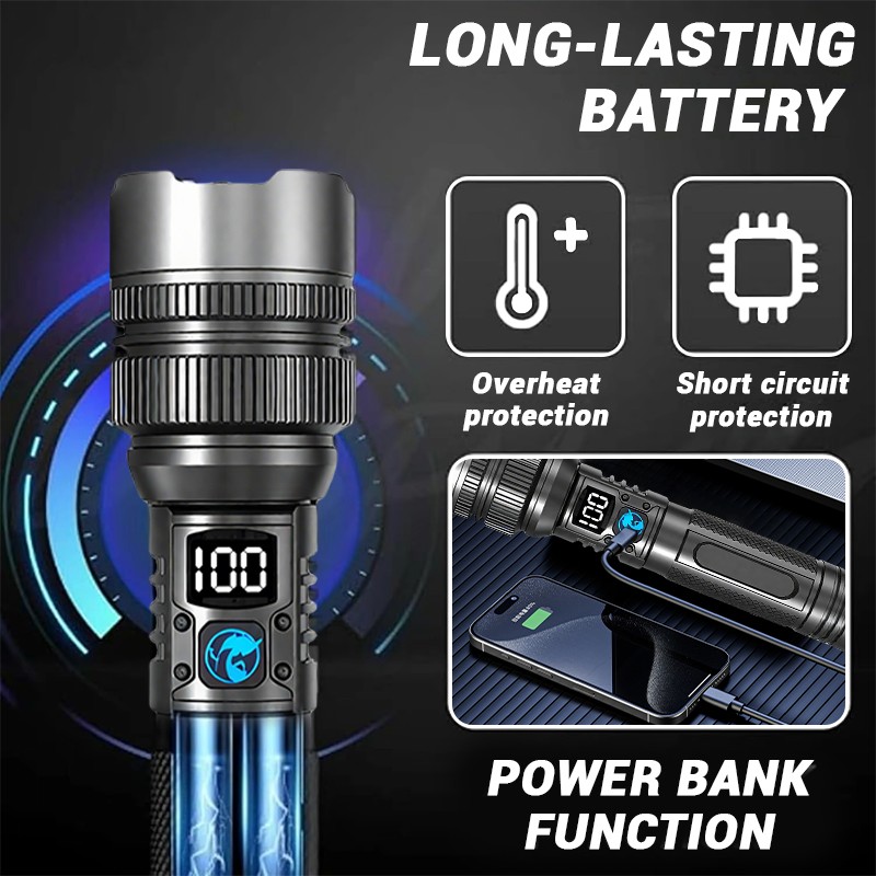 2x 99000000LM Tactical LED Flashlight Rechargeable Super Bright Work Light Torch