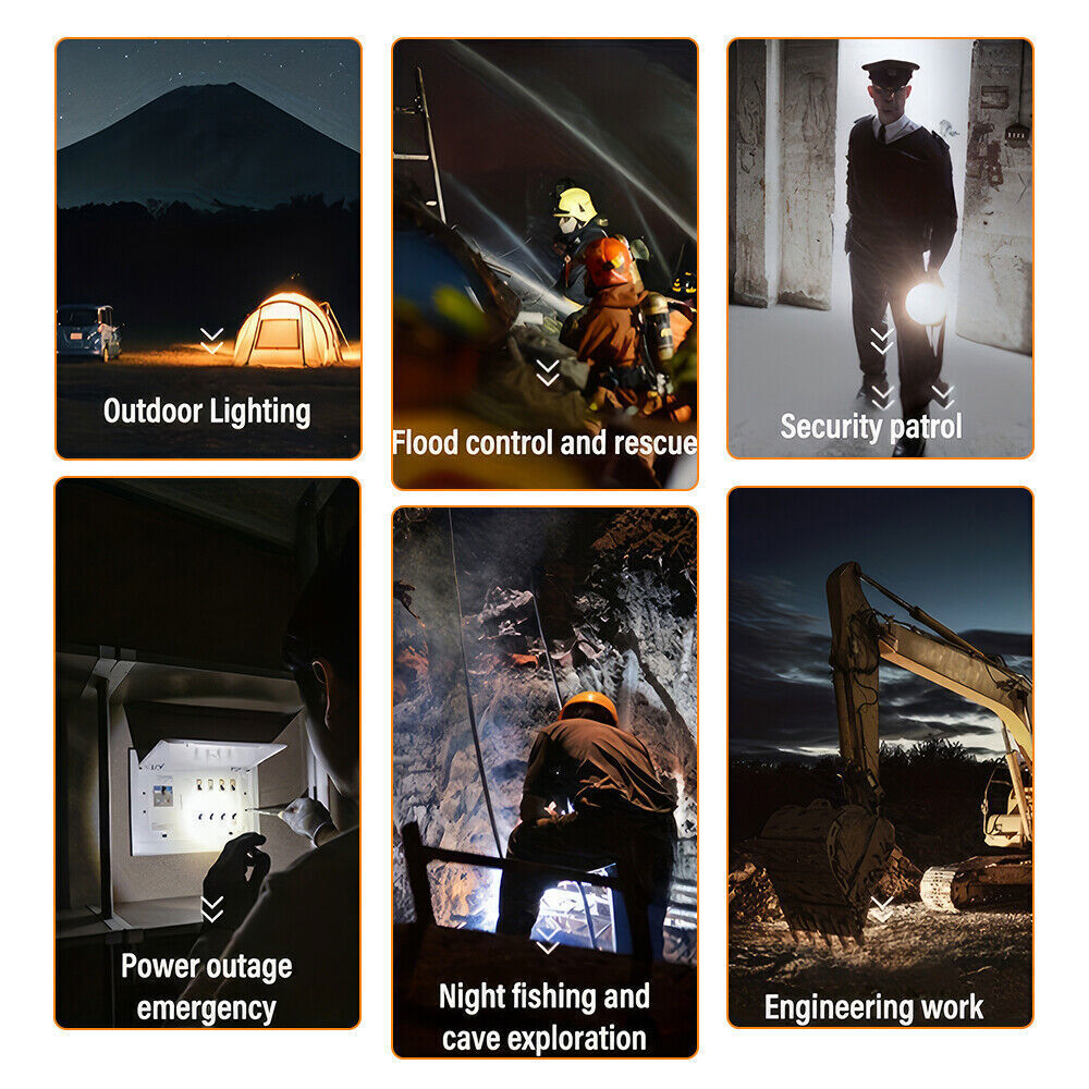 900000000LM Bright Solar/USB Rechargeable LED Spotlight Flashlight Searchlight