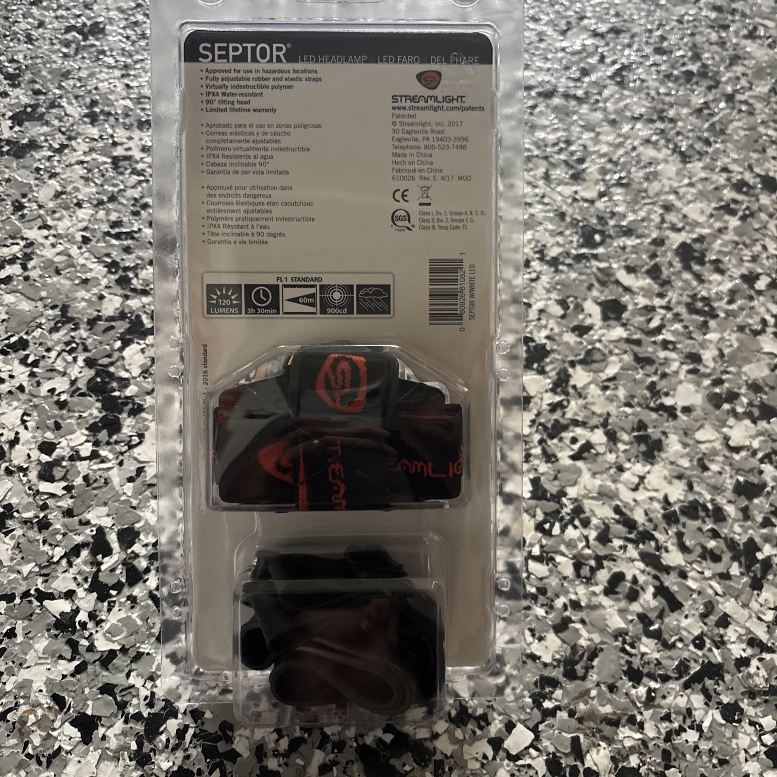 StreamLight Septor IPX4 3 Mode Class I & II Polymer LED Headlamp Flashlight New